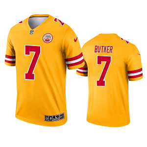 Men's Kansas City Chiefs #7 Harrison Butker Yellow 2021 Inverted Legend Jersey