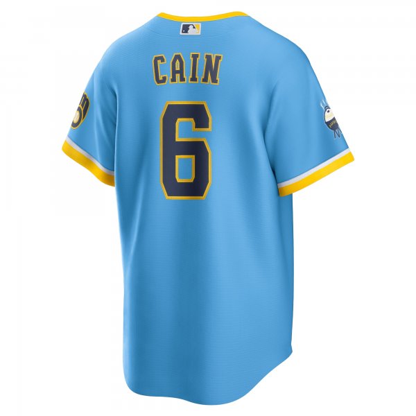 Men's Milwaukee Brewers Lorenzo Cain Nike Powder Blue City Connect Replica Player Jersey