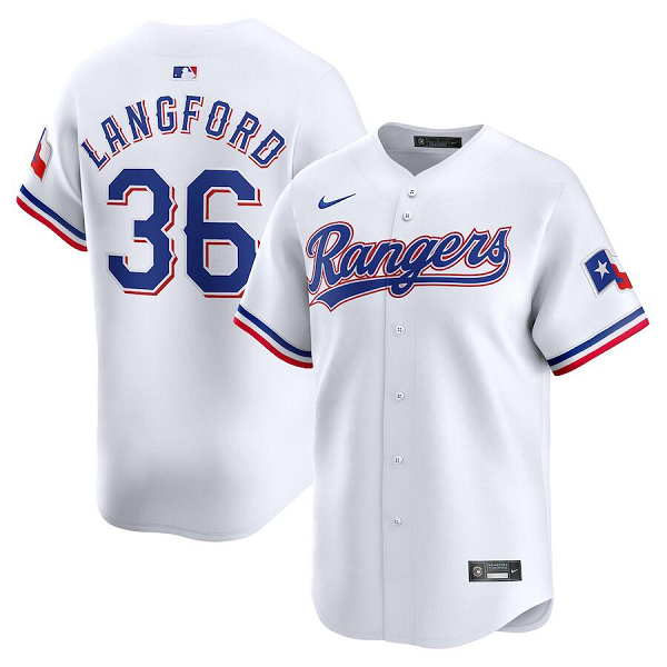 Men's Texas Rangers #36 Wyatt Langford Nike White 2024 Gold Collection Limited Player Jersey