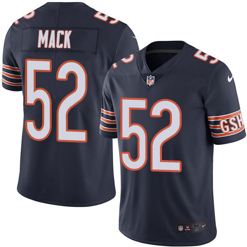 Men's Chicago Bears #52 Khalil Mack Navy Blue Team Color Stitched NFL Vapor Untouchable Limited Jersey