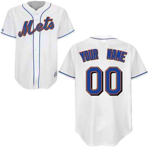 New York Mets White Men's Customized MLB Jersey