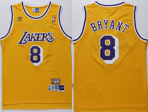 Men's Los Angeles Lakers #8 Kobe Bryant Gold Throwback Stitched NBA Jersey