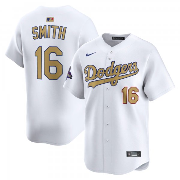 Men's #16 Will Smith Los Angeles Dodgers Nike 2025 Gold Collection Limited White Jersey