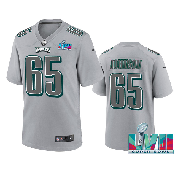 Men's Philadelphia Eagles Lane Johnson Gray Super Bowl LVII Atmosphere Jersey