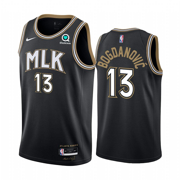 Nike Hawks #13 Bogdan Bogdanovic Black NBA Swingman 2020-21 City Edition Jersey