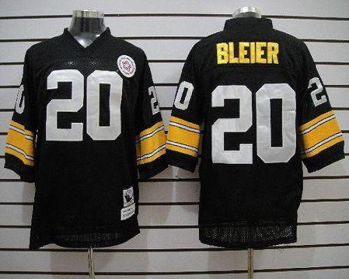 Men's Mitchell And Ness Pittsburgh Steelers #20 Rocky Bleier Black Stitched Throwback NFL Jersey