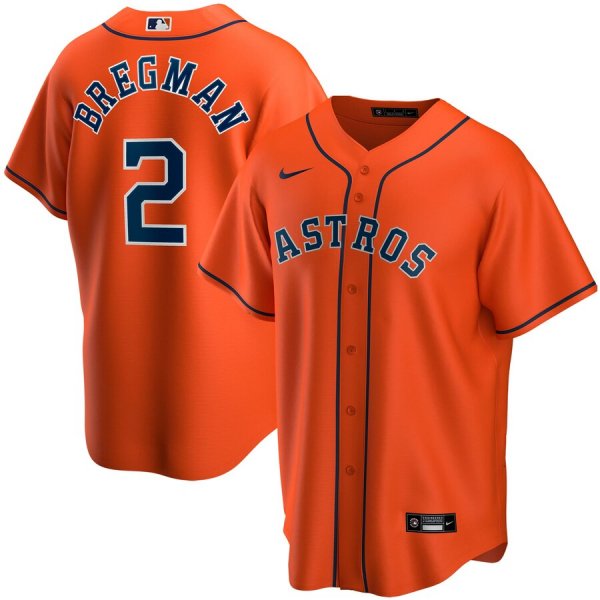 Men's Nike Houston Astros #2 Alex Bregman Orange Alternate 2020 MLB Jersey