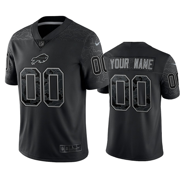 Men's NFL Buffalo Bills Custom Black Reflective Limited Jersey