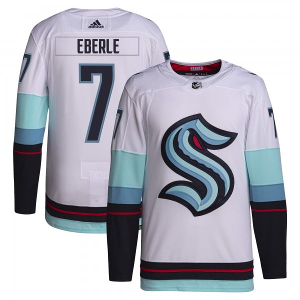 Men's Seattle Kraken Jordan Eberle adidas White Away Primegreen Pro Player Jersey