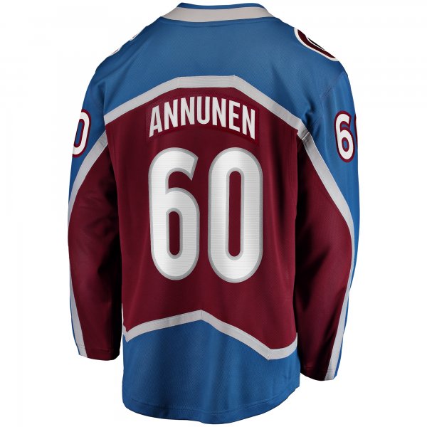 Men's Colorado Avalanche Justus Annunen Fanatics Burgundy Home Premier Breakaway Player Jersey