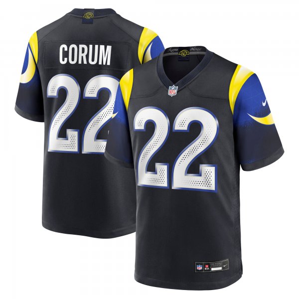 Men's #22 Blake Corum Los Angeles Rams Nike 2025 Rivalries Collection Game Midnight Blue Jersey