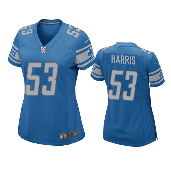 Women's Nike NFL Detroit Lions Charles Harris #53 Blue Limited Jersey