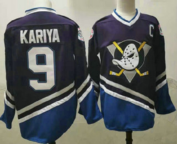 Men's Anaheim Ducks #9 Paul Kariya 1995-96 Purple CCM Vintage Throwback NHL Jersey