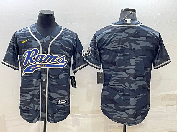 Men's Los Angeles Rams Blank Camouflage Stitched Baseball Cool Base Jersey