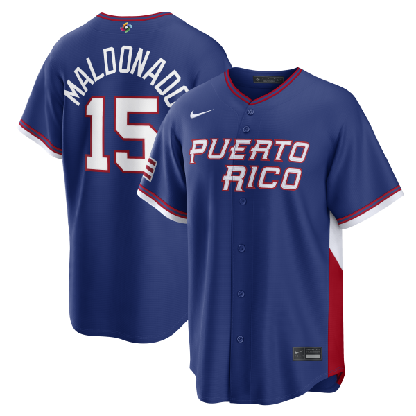Men's Puerto Rico Baseball Martin Maldonado Nike Royal 2026 World Baseball Classic Road Stadium Jersey