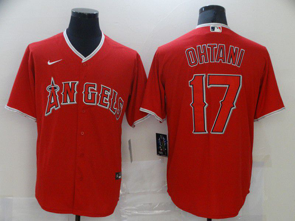 Men's Los Angeles Angels 17 Ohtani Red Game 2021 Nike MLB Jersey