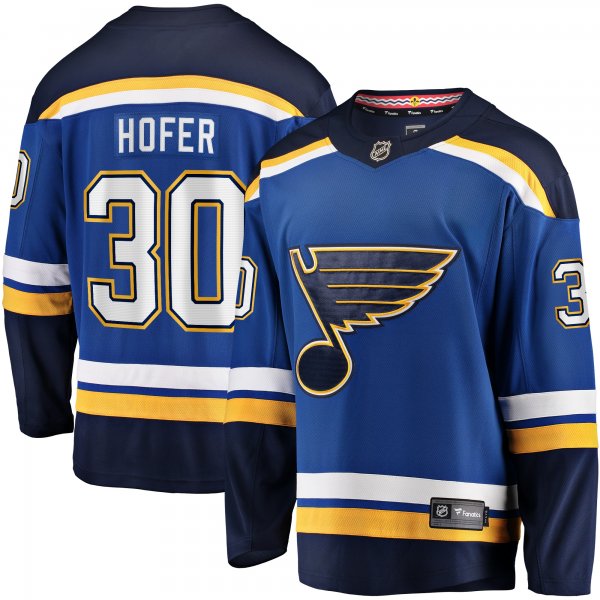 Men's St. Louis Blues Joel Hofer Fanatics Blue Home Premier Breakaway Player Jersey