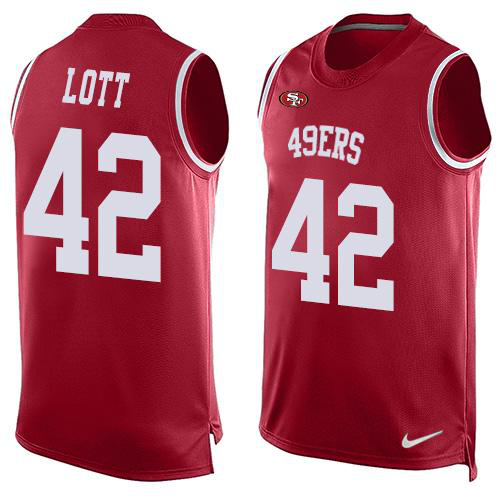 Nike San Francisco 49ers #42 Ronnie Lott Red Team Color Men's Stitched NFL Limited Tank Top Jersey