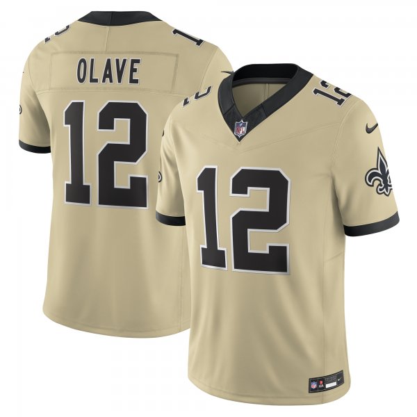 Men's New Orleans Saints #12 Chris Olave Nike Gold Alternate Gameday Golds Alternate Vapor F.U.S.E. Limited Jersey