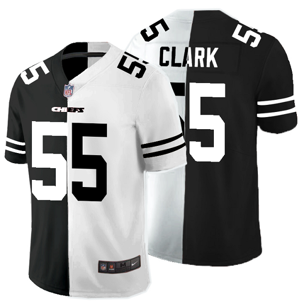 Men's Nike NFL Kansas City Chiefs #55 Frank Clark Black White Peaceful Coexisting Split 2020 Vapor Untouchable Stitched Limited Jersey