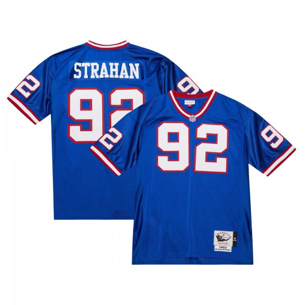 Men's New York Giants 1993 Michael Strahan Mitchell & Ness Royal Throwback Retired Player Jersey