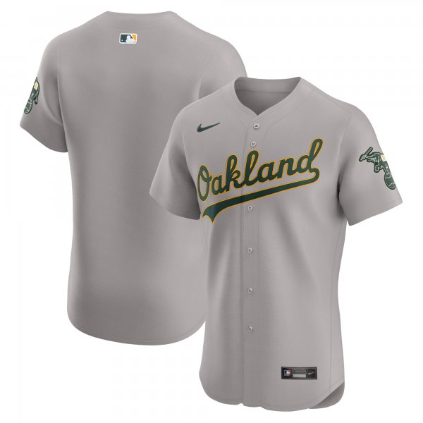 Men's Oakland Athletics  Nike Gray Road Vapor Premier Elite Patch Jersey