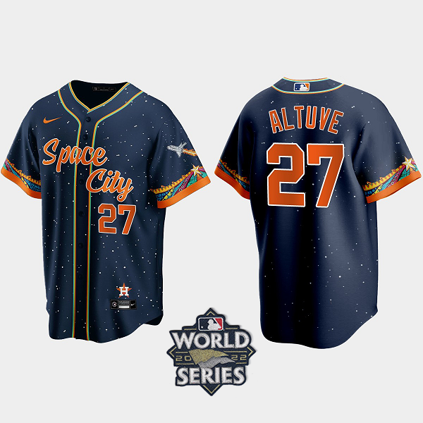 Houston Astros Jose Altuve 2021 City Connect Replica Men's MLB Jersey with 2022 World Series Patch - Navy