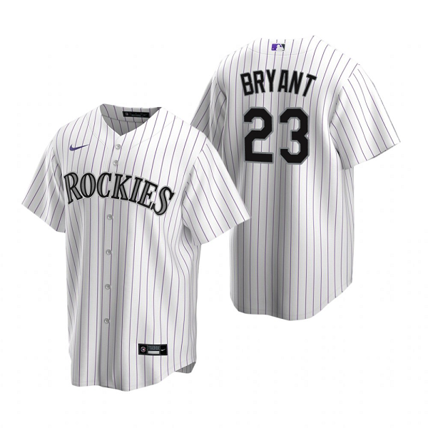 Men's Nike Colorado Rockies #23 Kris Bryant Nike White Replica Home MLB Cool Base Jersey