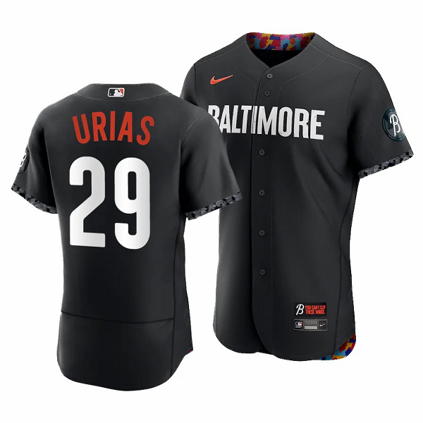 Men's Baltimore Orioles #29 Ramon Urias 2023 City Connect Black Flex Base Jersey