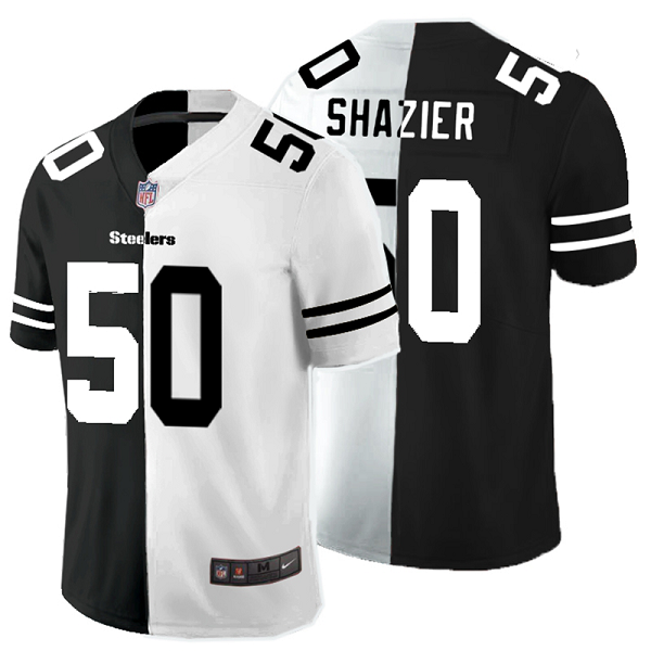 Men's Nike NFL Pittsburgh Steelers #50 Ryan Shazier Black White Peaceful Coexisting Split 2020 Vapor Untouchable Stitched Limited Jersey