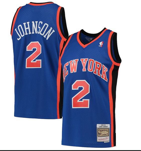 Men's New York Knicks #2 Larry Johnson Mitchell & Ness Blue NBA Classics Swingman Jersey