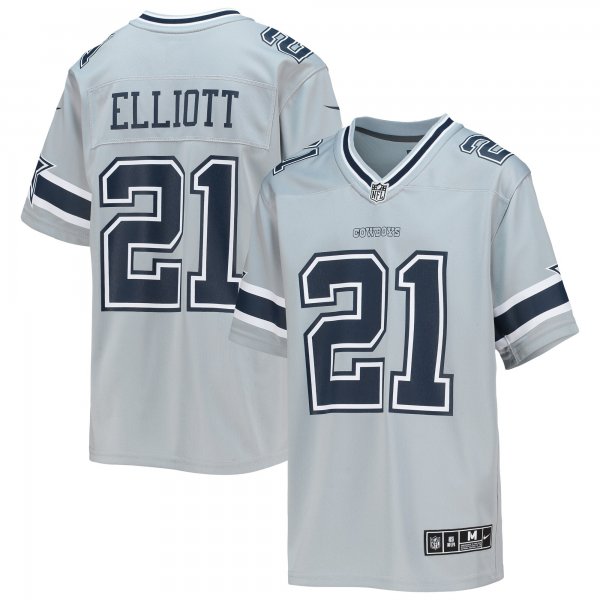 Youth Dallas Cowboys Ezekiel Elliott Nike Silver Inverted Team Game Jersey