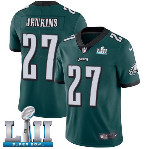 Youth Nike Philadelphia Eagles #27 Malcolm Jenkins Midnight Green Team Color Super Bowl LII Youth Stitched NFL Vapor Untouchable Limited Jersey