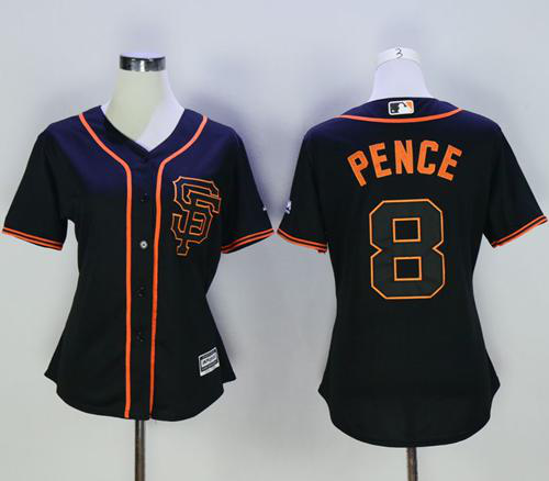 San Francisco Giants #8 Hunter Pence Black Alternate Women's Stitched MLB Jersey