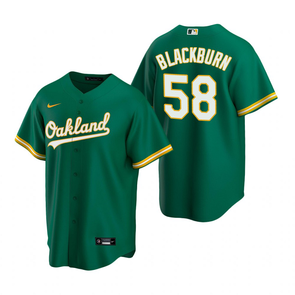 Men's Oakland Athletics #58 Paul Blackburn Kelly Green Alternate MLB Jersey