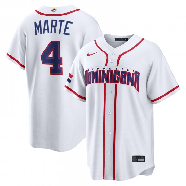 Men's Dominican Republic Baseball Ketel Marte Nike White 2026 World Baseball Classic Home Stadium Jersey