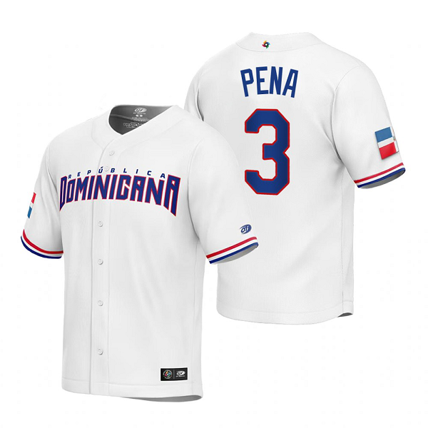 Dominican Republic Baseball Jeremy Pena White 2023 World Baseball Classic Replica Jersey