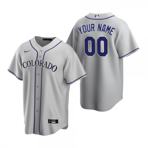 Men's Colorado Rockies Custom Nike Gray Road Jersey