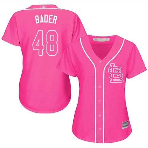 St.Louis Cardinals #48 Harrison Bader Pink Fashion Women's Stitched MLB Jersey