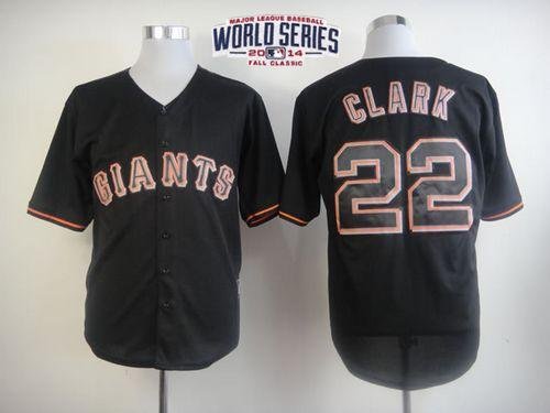 San Francisco Giants #22 Will Clark Black Fashion W/2014 World Series Patch Stitched MLB Jersey