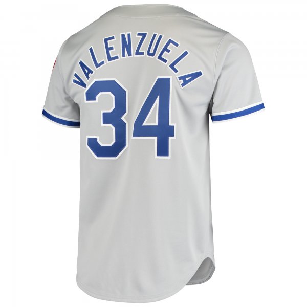 Men's Los Angeles Dodgers Fernando Valenzuela Mitchell & Ness Gray Road 1981 Cooperstown Collection Jersey