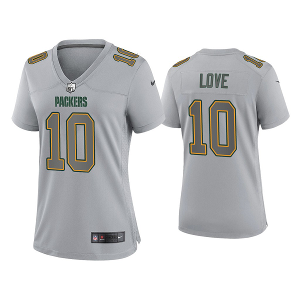 Women's Green Bay Packers Jordan Love Gray Atmosphere Fashion Game Jersey