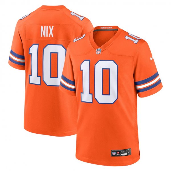 Men's Denver Broncos #10 Bo Nix Nike Orange Mile High Collection 1977 Throwback Player Game Jersey