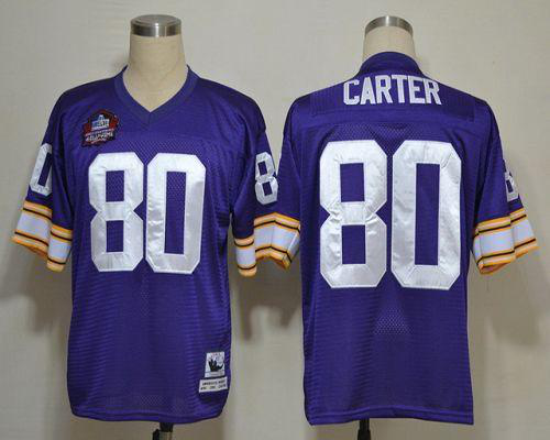 Mitchell And Ness Minnesota Vikings #80 Cris Carter Purple Stitched Throwback NFL Jersey