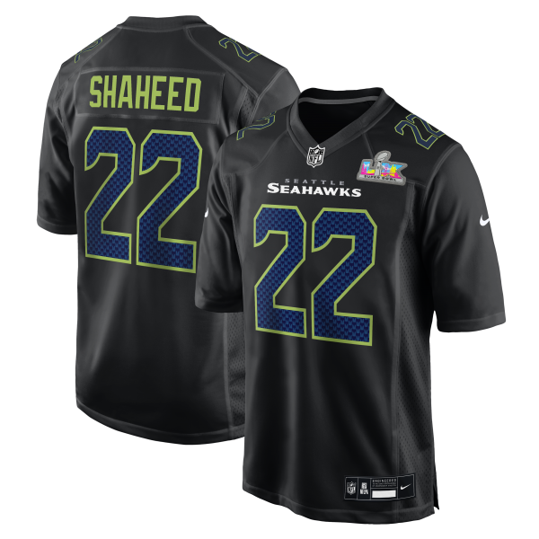 Men's Seattle Seahawks Rashid Shaheed Nike Black Super Bowl LX Patch Carbon Fashion Game Jersey