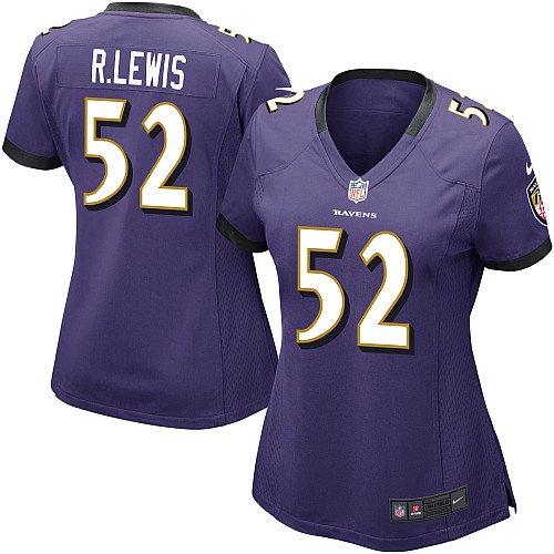 Nike Baltimore Ravens #52 R.Lewis Purple Team Color Women's NFL Game Jersey