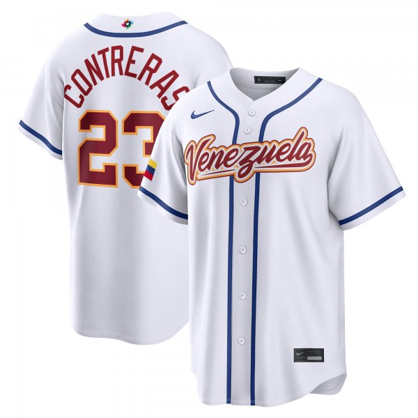 Men's Venezuela Baseball William Contreras Nike White 2026 World Baseball Classic Home Stadium Jersey