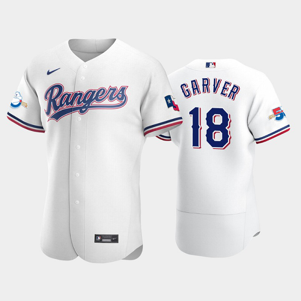 Men's Texas Rangers #18 Mitch Garver White Home 50th Anniversary MLB Flex Base Jersey