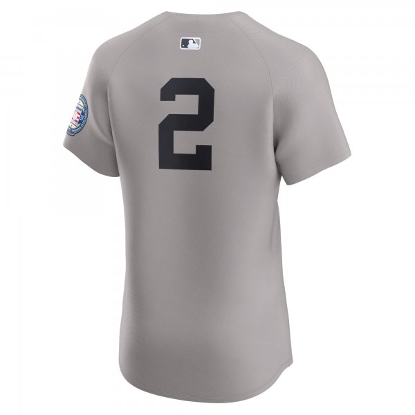 Men's New York Yankees Derek Jeter Nike Gray Road 2020 Hall of Fame Induction Patch Elite Player Jersey