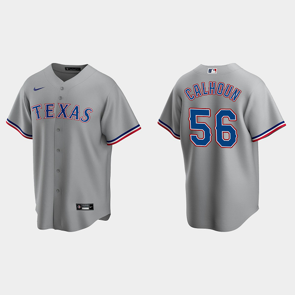 Men's Texas Rangers #56 Kole Calhoun Gray Road MLB Jersey